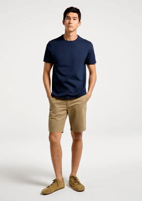 Bermuda Básica Masculina Chino Reta Em Sarja - Verde 048