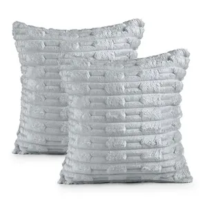 Kit 2 Capas de Almofada Polar Manta Ultrasoft com Ziper Decorativa Sofá Sala Quarto Cinza Platina
