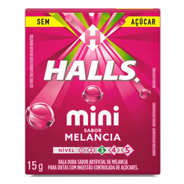 Bala Halls Mini Sem Açúcar Melancia 15g