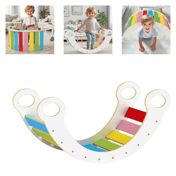 Gangorra Montessori Multifuncional Arco de Equilíbrio 4 em 1 Túnel Escorregador Mesinha em MDF Yeet Gangorra Montessori Arco de Equilíbrio 4 em 1 Túnel Mesinha MDF Yeet