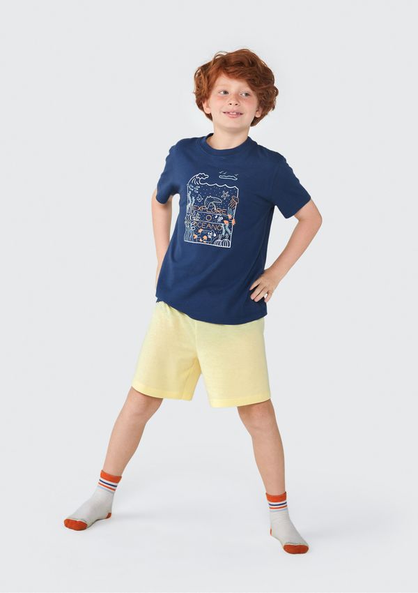 Pijama Infantil Menino Curto Com Estampa - Azul 014