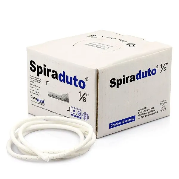 Organizador de Fios e Cabos Espiral 1/8 Branco 5 metros