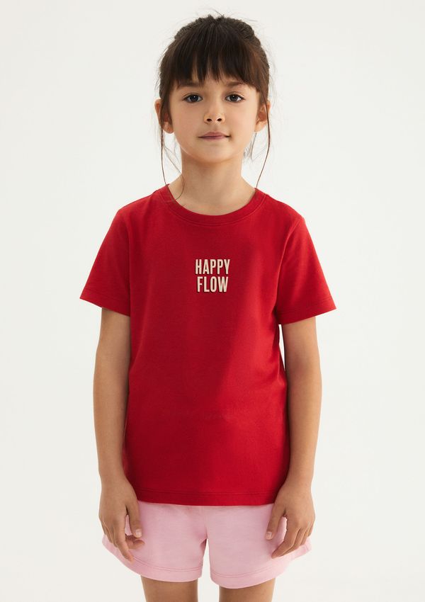 Blusa Infantil Menina Manga Curta Com Estampa - Vermelho 012