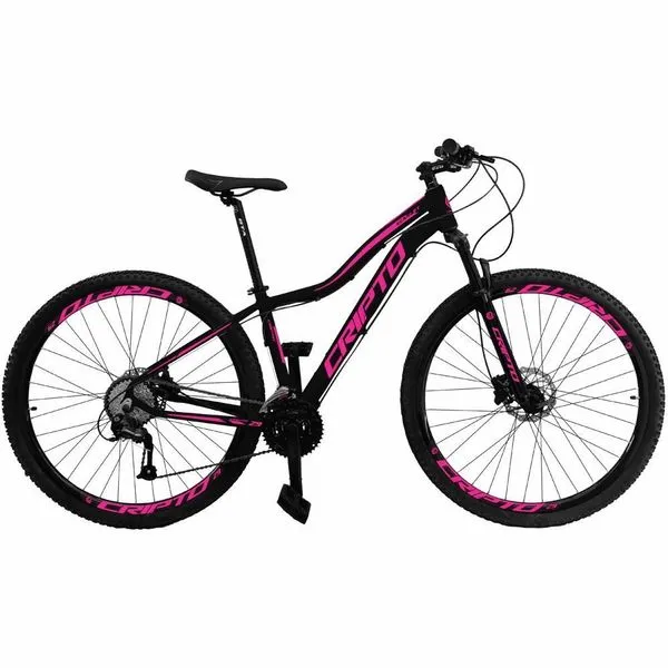 Bicicleta Aro 29 Acera 24V Mountain Bike Quadro Alumínio 24 Marchas Preto Rosa Cripto Bikes Bicicleta Aro 29 Acera 24V Mountain Bike Alumínio 24 Marchas Preto Rosa Cripto Bikes
