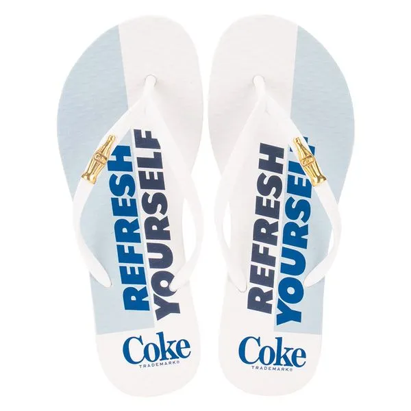Chinelo Feminino Coke Japan Style Coca Cola CC3984 BRANCO/AZUL 37/38