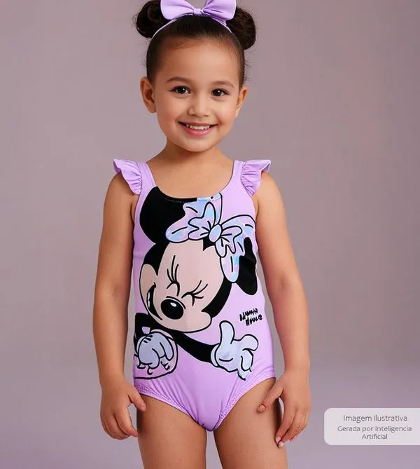 Maiô Minnie Lilás - 2602 De 1 a 3 anos Lilas - 2