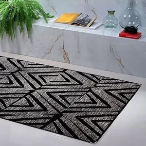 Tapete Andino A-120 Sala Escritório Antiderrapante Preto Titulos 1,5m X 2m