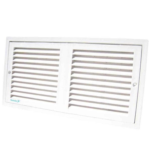 Grade de ventilação retângular 24x12cm com quadro branca WDB