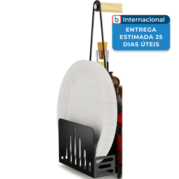 Suporte Para Grelha Para Pratos E Papel Toalha Guibukeyan Preto A-MBI