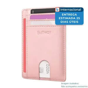 Porta-Cartão Buffway Slim Com Bloqueio RFID Rosa A-MBI