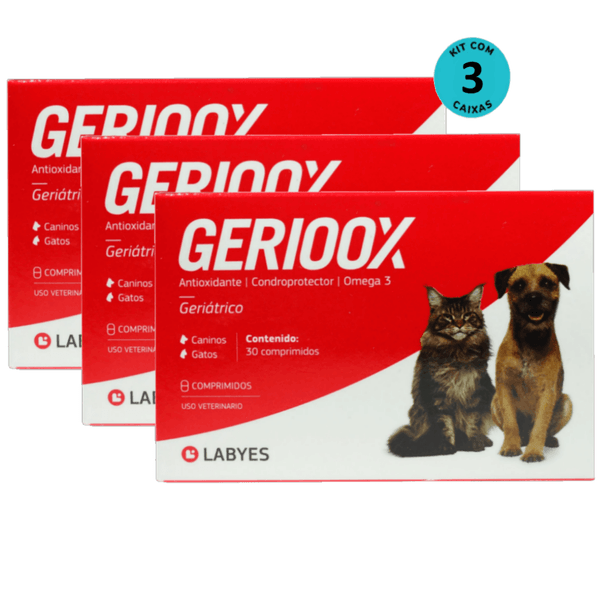 Kit Geriátrico Gerioox Com 30 Comprimidos Para Cães E Gatos Labyes C/ 3 unidades