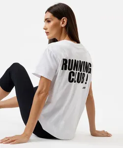 camiseta esportiva feminina de algodão running club branca G