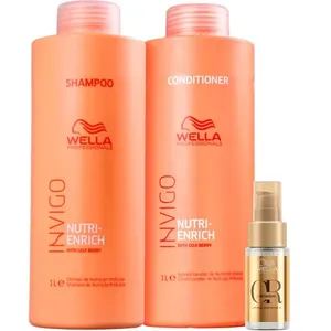Kit Wella Nutri Enrich Shampoo 1L + Condicionador 1L + Óleo Capilar Oil Smoothening 30ml