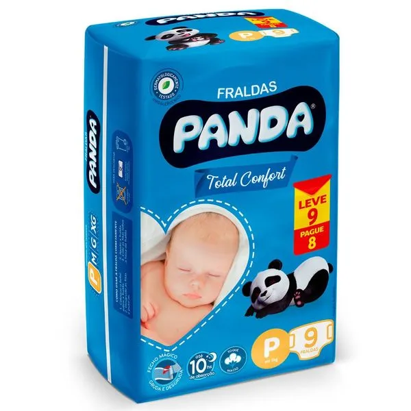 Fralda Descartável Infantil Panda Total Confort P 9 Unidades