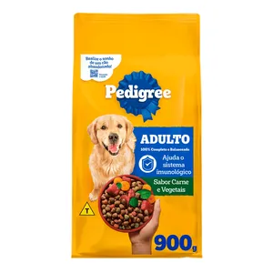 Ração Pedigree Cães Adultos Raças Médias e Grandes Carne e Vegetais 900 g