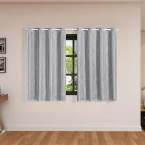 Cortina Blackout Pvc Com Tecido Voil Xadrez 2,00 M X 1,40 M - Cinza.