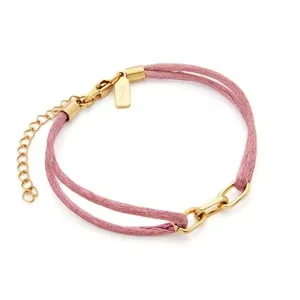 Pulseira Matiz Pétala Rosa e Aço Rosa Ajustável