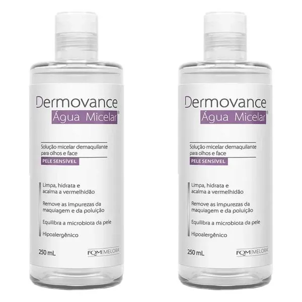 Kit com 2 Unidades de Água Micelar Dermovance Pele Sensível 250ml