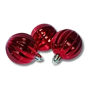 Bola Natalina Global 10 Unidades Ondulações 5cm Vermelho (MP)