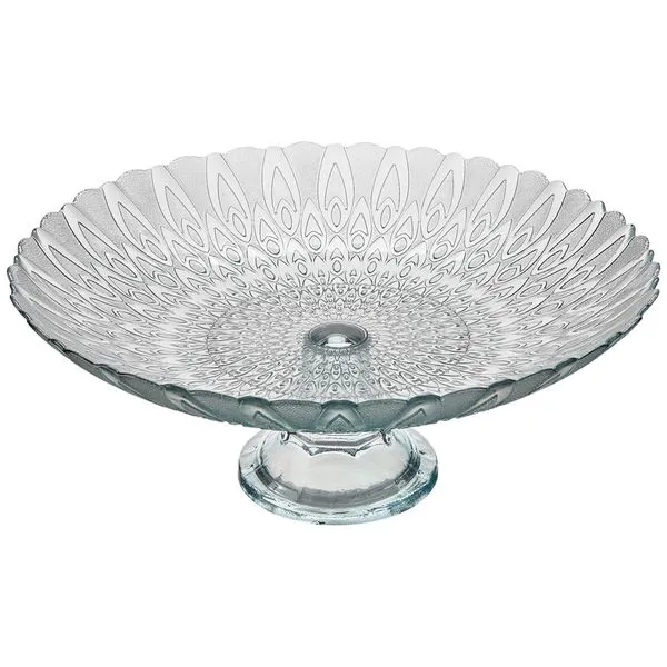 Centro de Mesa Pluma Com Pé Vidro Transparente 19x38cm V1460 / 1460 - Vitazza