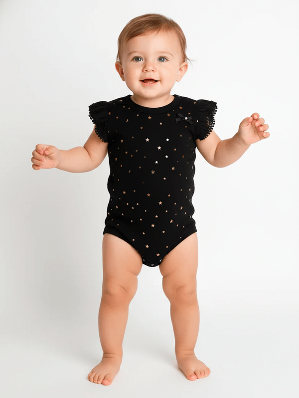 Body Canelado Com Tule Infantil Para Menina- PRETO 3