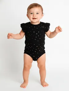 Body Canelado Com Tule Infantil Para Menina- PRETO 3