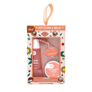 Kit Dauf Cuida & Beija Balm Labial Cocada 7ml + Esfoliante Labial Cocada 3g + Chaveiro