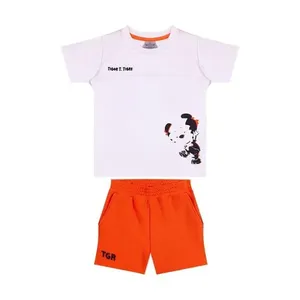 Conjunto Curto Tigor T Tigre Camiseta Bermuda Branco Laranja 1