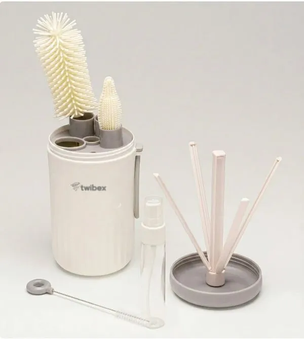 Kit Limpeza de Mamadeira com Estojo Cinza Twibex Cinza