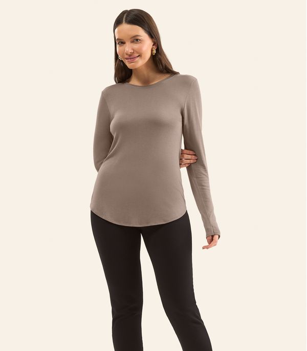 Blusa Feminina Manga Longa Visco Tricot Rovitex Marrom GG