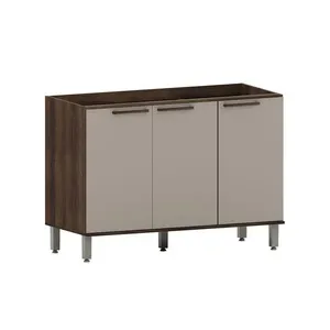 Balcão De Cozinha 120cm 3 Portas Sem Tampo Luna Luciane Móve Nogueira Dourado-cinammon