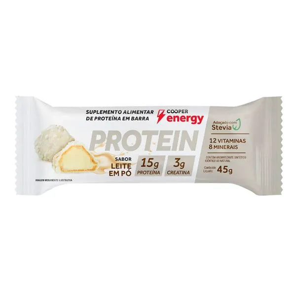 Barra de Proteína Cooper Energy Protein Sabor Leite em Pó 45g