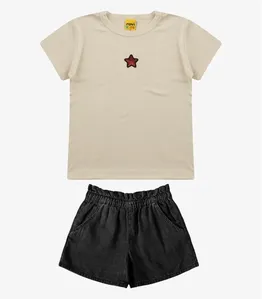 Conjunto Blusa com Shorts Menina Rovi Kids Bege 10