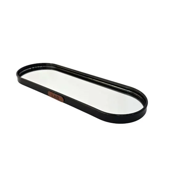 Bandeja Retangular em Metal com Fundo Espelhado para Organização e Decoração Preta Braswu Bandeja Retangular em Metal com Fundo Espelhado Preta para Organização de Ambientes Braswu