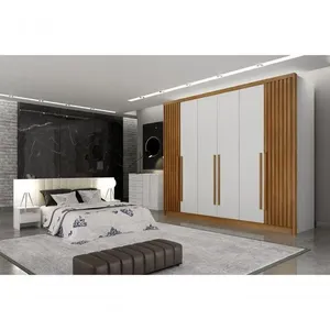 Guarda Roupa Casal 6 Portas 8 Gavetas - Maldivas Ripado-branco - Móveis Horizonte