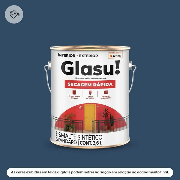 Tinta Esmalte Sintético Standard Brilhante Glasu Suvinil 3,6L Secagem Rápida Azul Del Rey (MP)