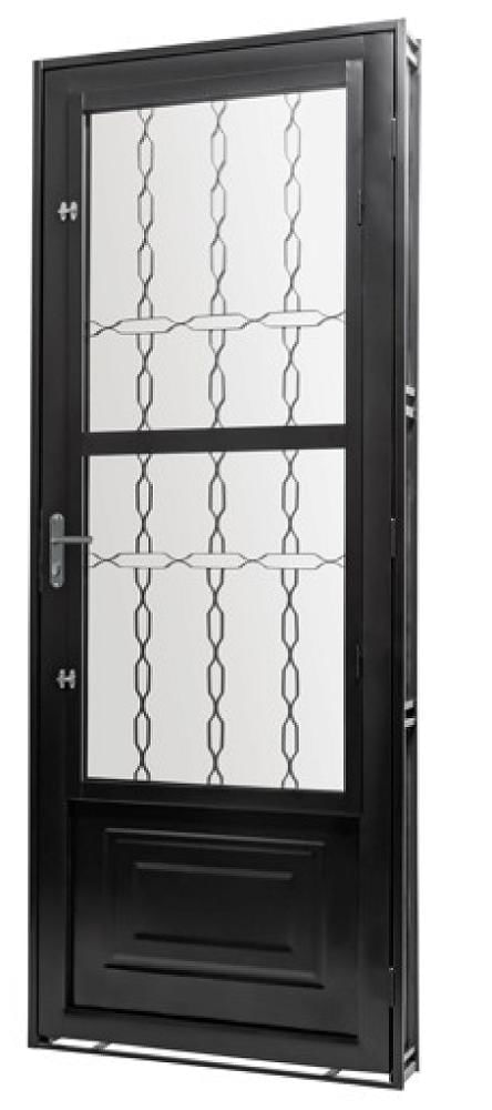 Porta de Aço GOLD Galvanizado Preto Social Esquerda - 215x85