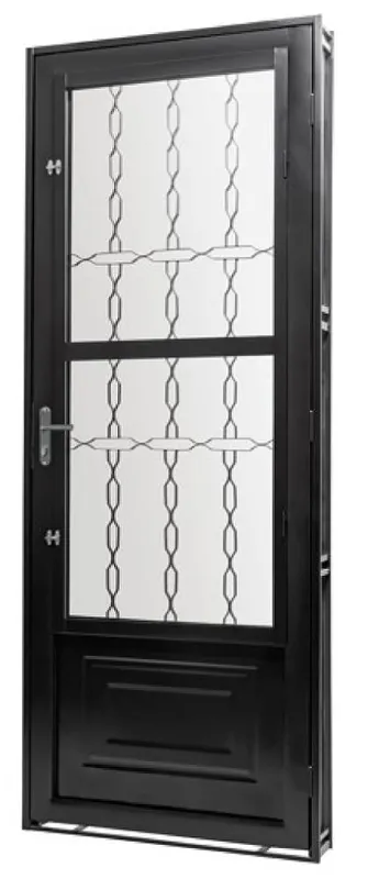 Porta de Aço GOLD Galvanizado Preto Social Esquerda - 215x85