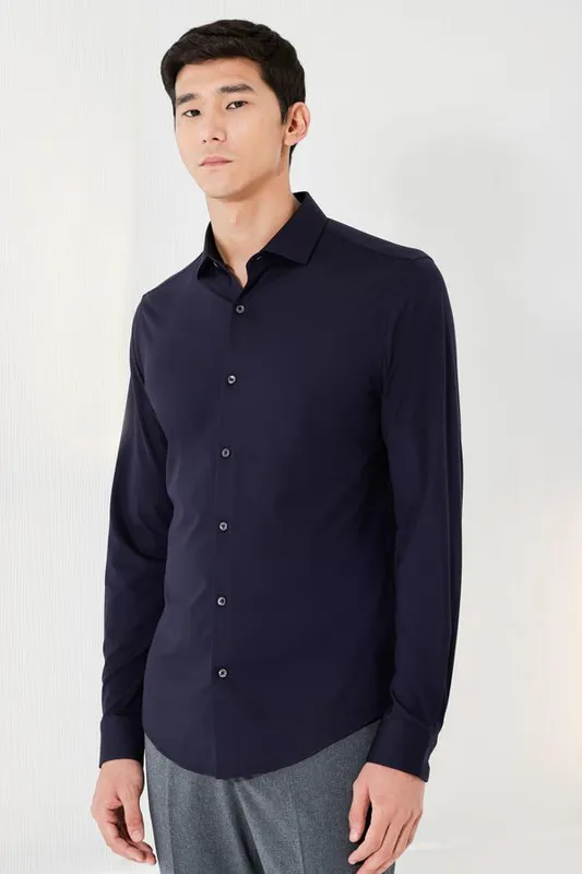 Camisa Manga Longa Piquet Bonded Marinho - GG
