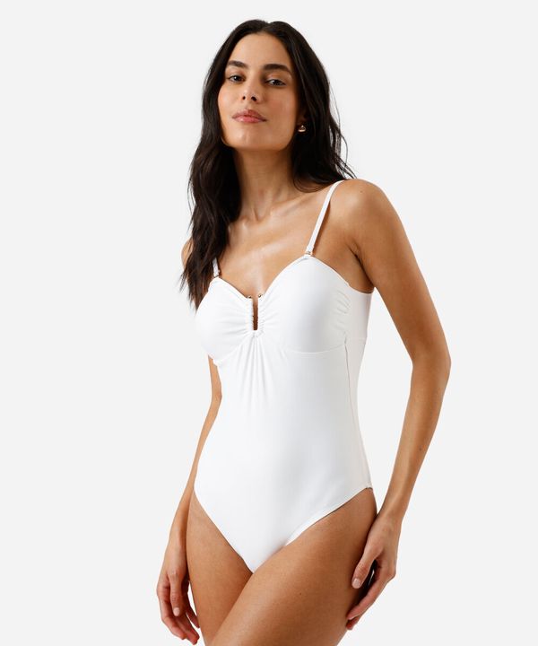 maiô feminino com franzido off white P