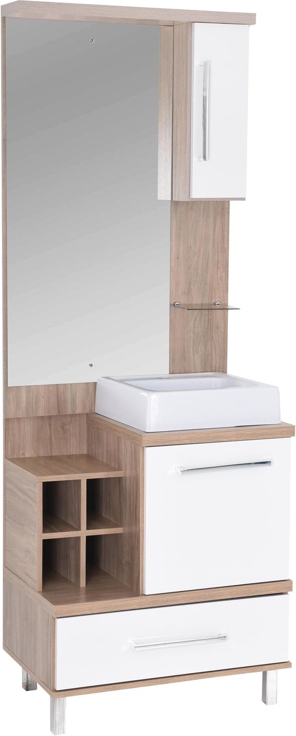 Conjunto de Móveis Para Banheiro Sander Florenca 2325QA 70Cm Cartagena Branco