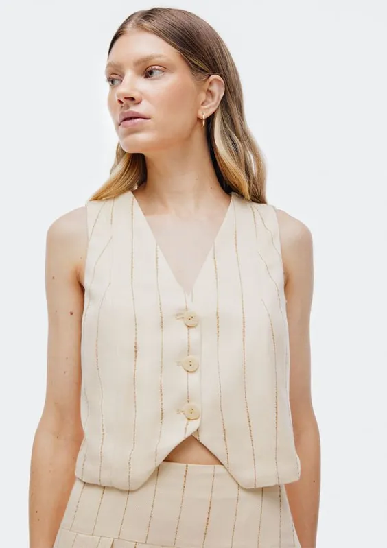 Colete Feminino Fio Tinto - Creme XG