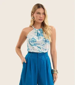 Blusa de Alça Feminina em Meia Malha Endless Azul M / Azul