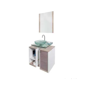 Conjunto Para Banheiro Gabinete Com Cuba E Espelho Fit 928 Amadeirado Cris Metal