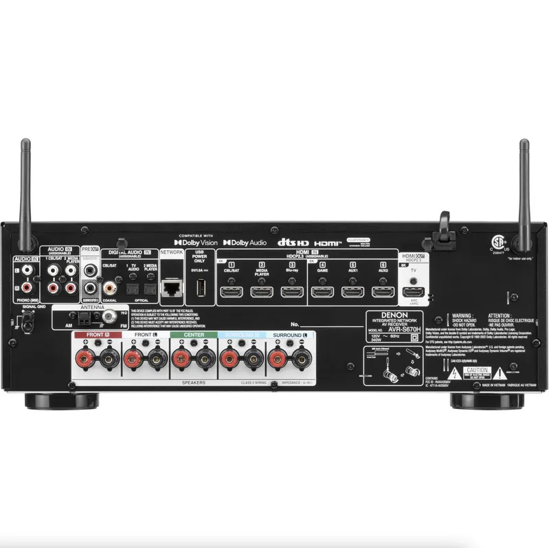Receiver Denon AVR-S670H Dolby TrueHD e DTS-HD 5.2 canais ( 120v )