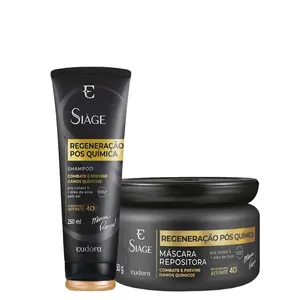 Kit Eudora Siàge Regeneração Pós Química 4D - Shampoo 250 ml + Máscara Repositora 250 g Kit Eudora Siáge Regeneração Pós Química 4D - Shampoo 250 ml + Máscara Repositora 250 g