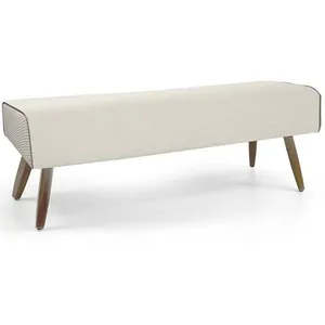 Recamier Decorativo com Pés de Madeira Viseo D02 120 cm Linho Bege B-172 - Lyam Decor