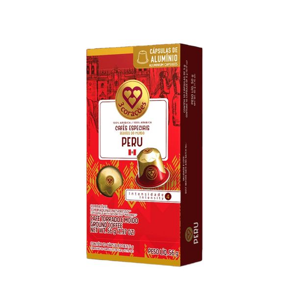 Café 3 Corações Cápsulas Peru - 10 x 5g
