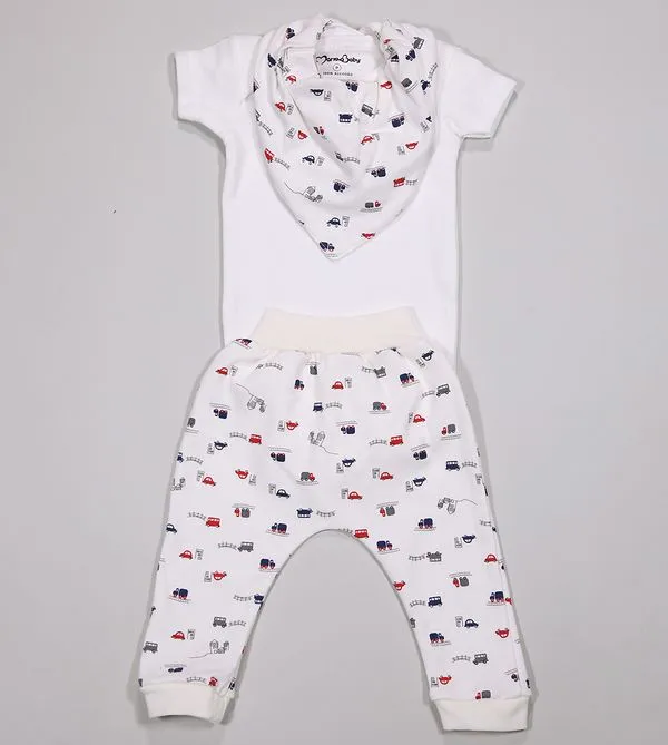Conjunto Body Com Babador Passeio - 10680 De 0 a 12 meses Cru - RN