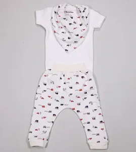 Conjunto Body Com Babador Passeio - 10680 De 0 a 12 meses Cru - RN